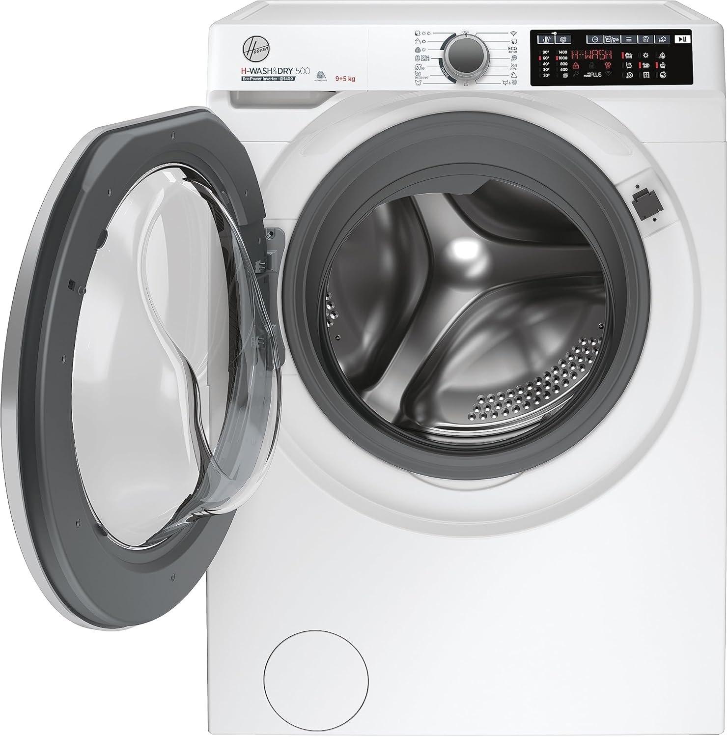 Hoover H-WASH&DRY 500 HD 495AMBS/1-S Waschtrockner/Energieeffizienzklasse D/A/Füllmenge Waschen 9 kg/Trocknen 5 kg/Active Steam/BPM Inverter Motor/Mix-Power-System/WiFi + Bluetooth