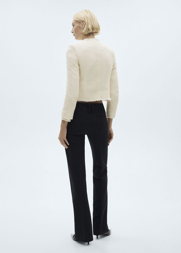 MANGO Pocket tweed jacket Light beige