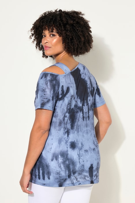 T-Shirt, Straight Fit, Batikprint, Schulter CutOut