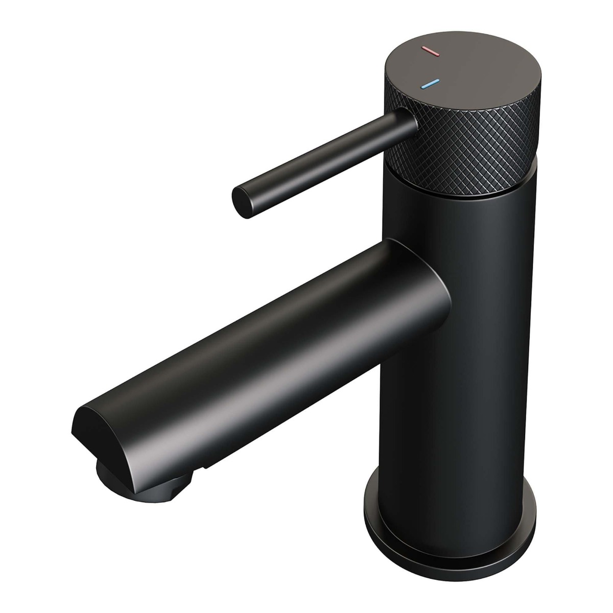 Brauer Black Carving wastafelkraan met lange, ronde handgreep en ColdStart zwart mat