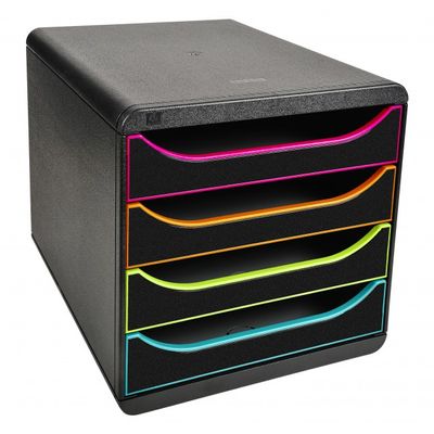 Exacompta BigBox - Module de classement 4 tiroirs - arlequin