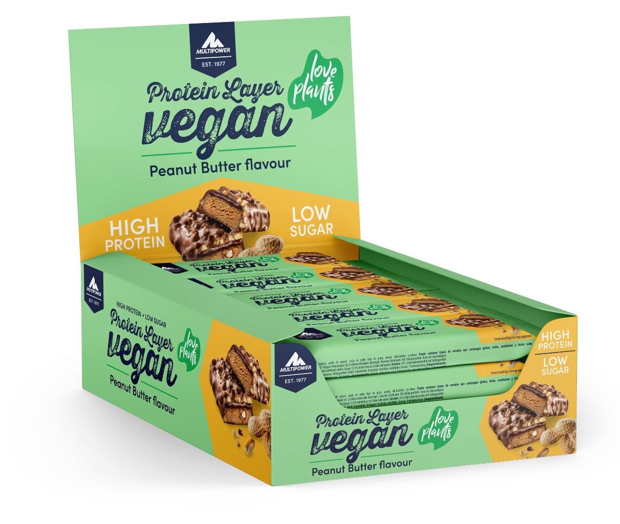 Multipower Proteinriegel Protein Layer Vegan Peanut Butter 15x55g=825g MHD:30.9.25