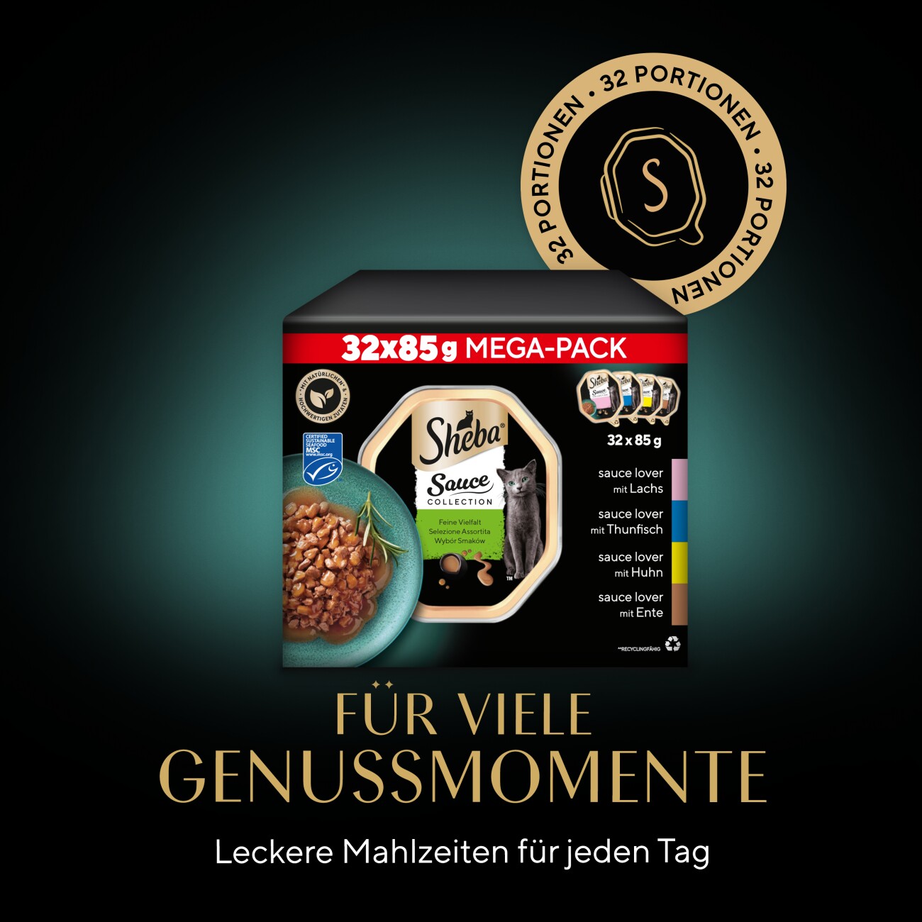Sheba Multipack Mega-Pack Sauce Collection Feine Vielfalt MSC 32x85 g