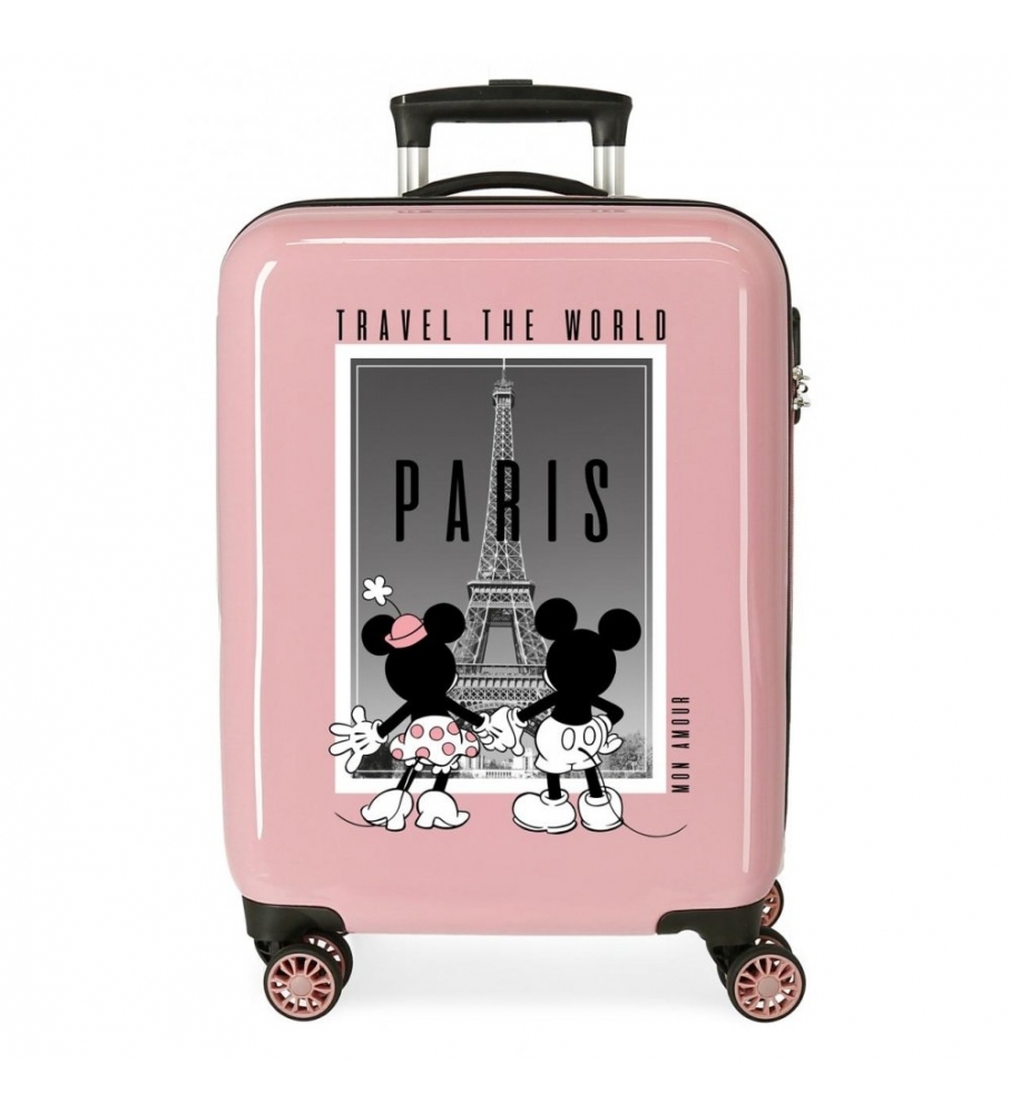 Mala de cabine rígida Disney Minnie e Mickey Paris 55cm Rosa