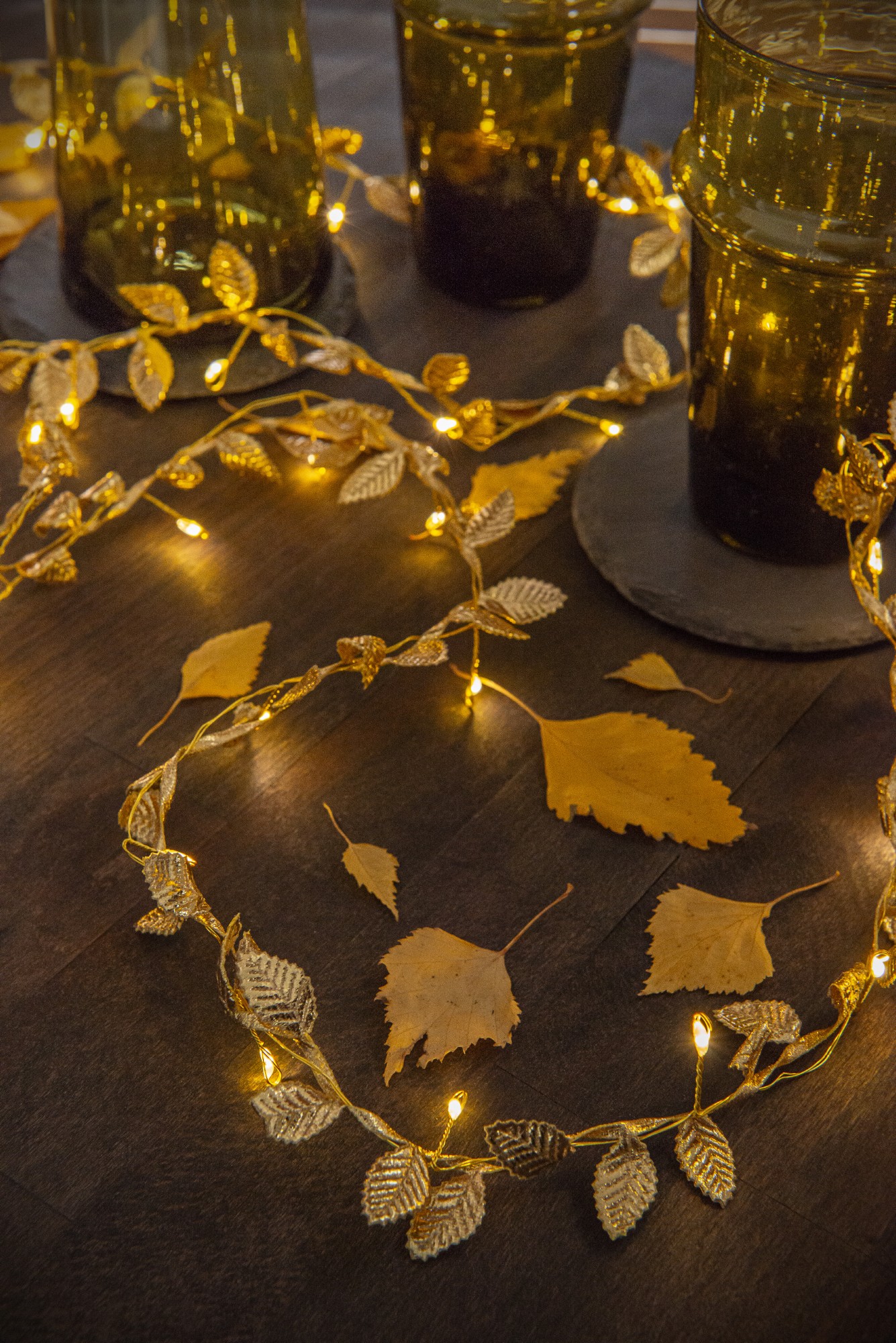 Lichterkette 'Leaves' gold 2 m, batteriebetrieben von fischer's lagerhaus