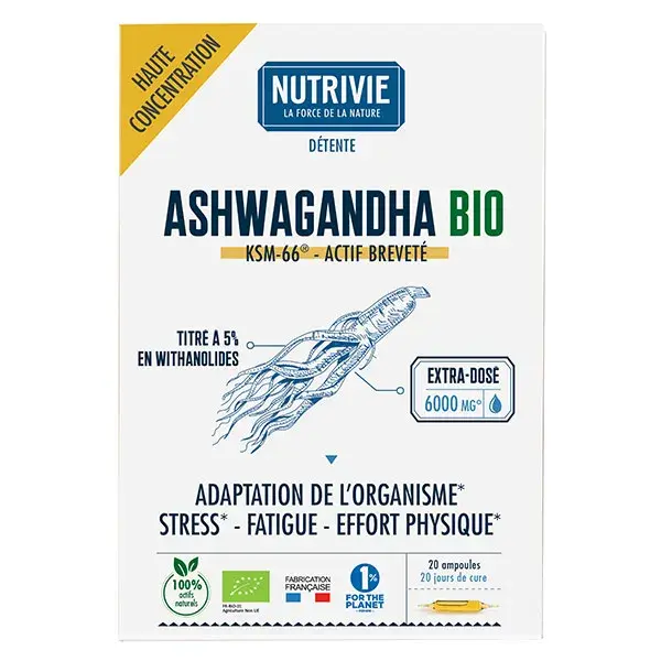 Nutrivie Ashwagandha Orgânica KSM-66 600 mg 20 x 10 ml