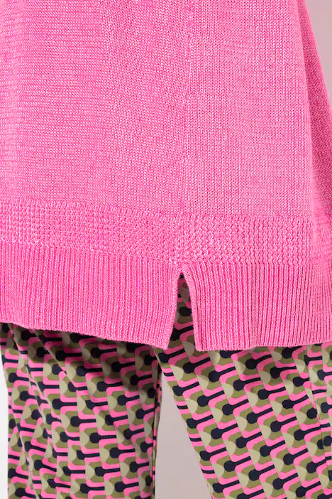 Strickjacke, V-Ausschnitt, offene Form, Langarm, pink