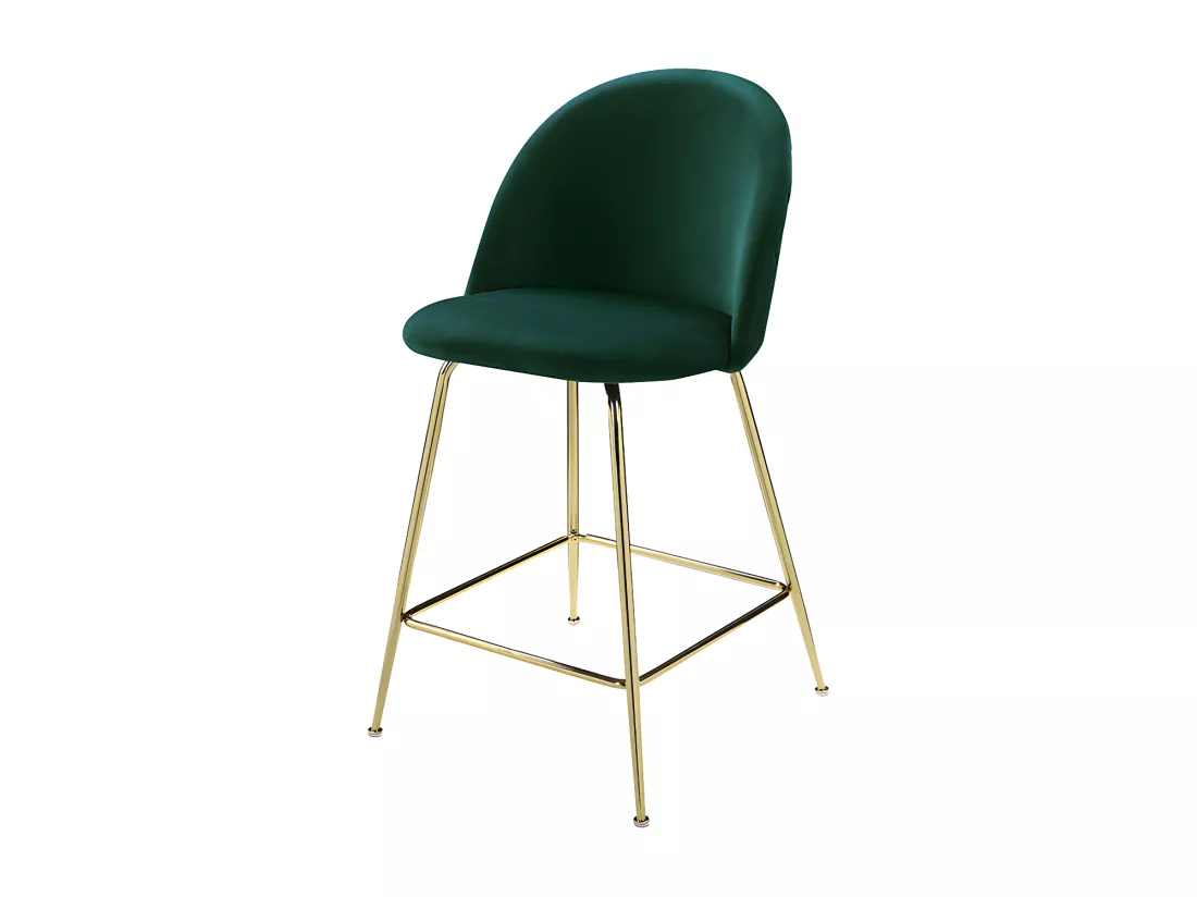 Lot de 2 tabourets de bar en velours et acier inoxydable doré - Vert - MELBOURNE