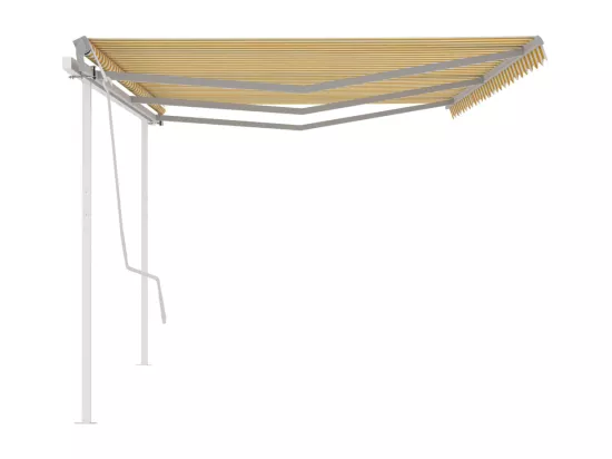 Auvent manuel rétractable avec poteaux 6x3 m Jaune et blanc
