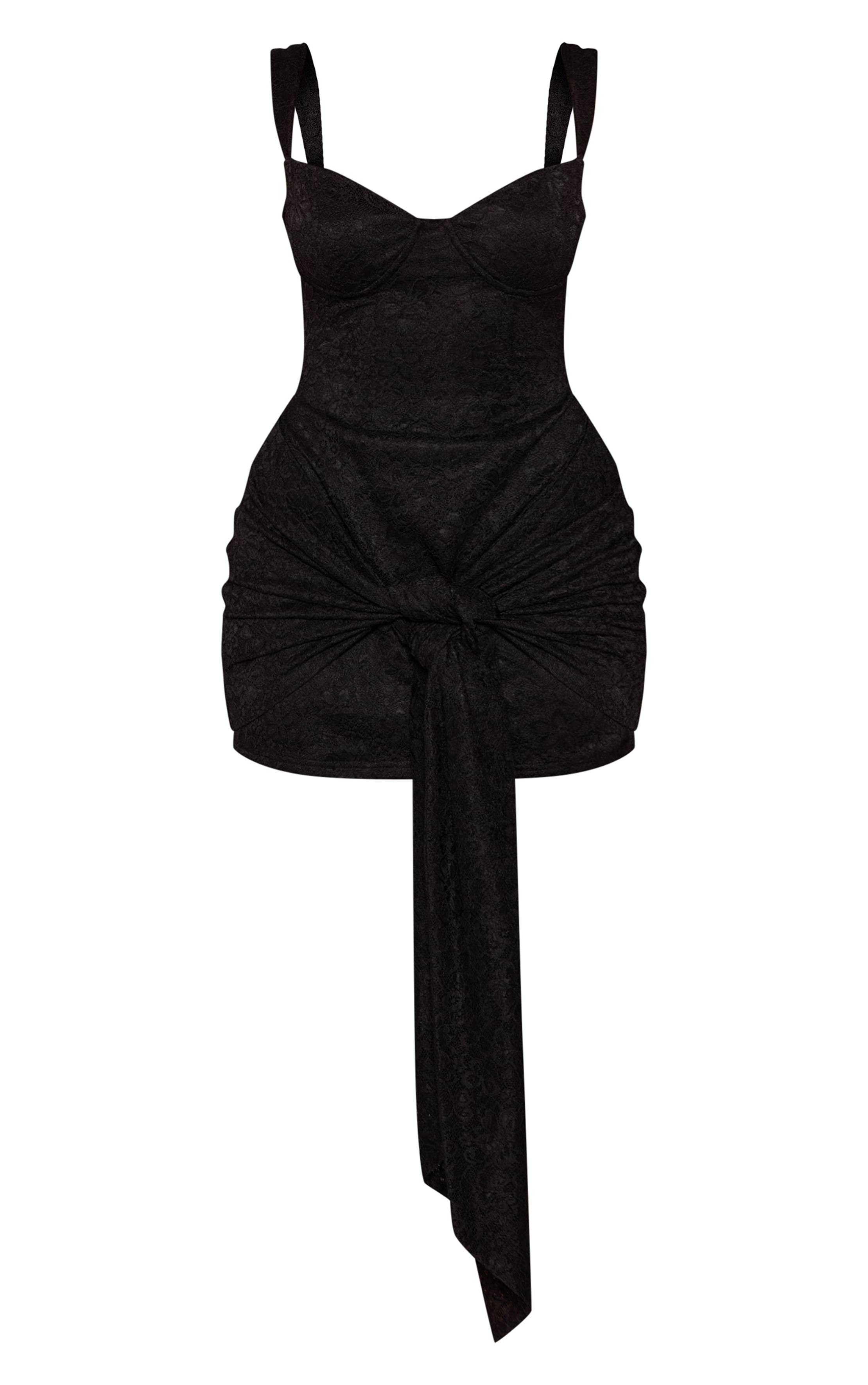 Noir Robe Corset Mini En Dentelle Shape