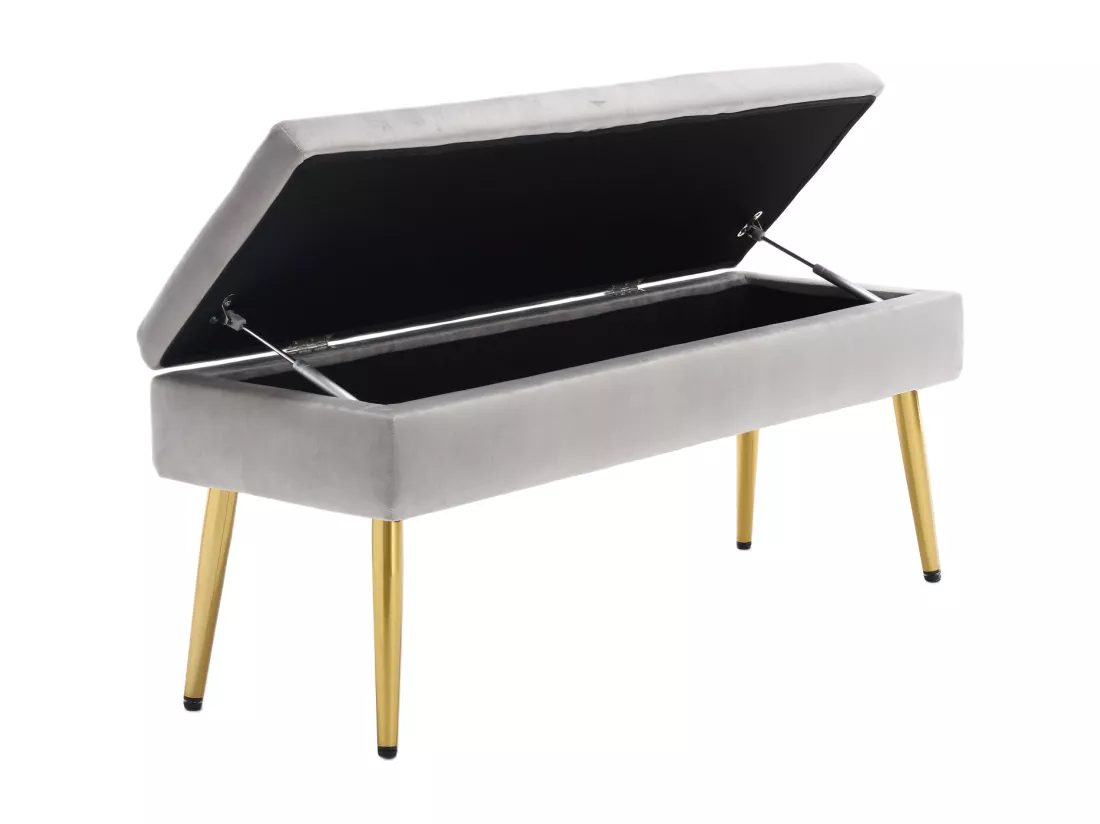 Banc de rangement, 111x35x44.5cm, pieds en métal doré pour salon, à l'entrée, à la chambre à coucher, en velours vert