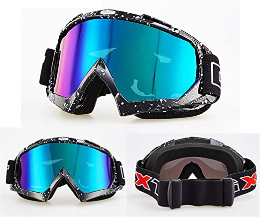 Motocross Brille Ski Sportbrille mit UV-Schutz - Schwarz / Weiss