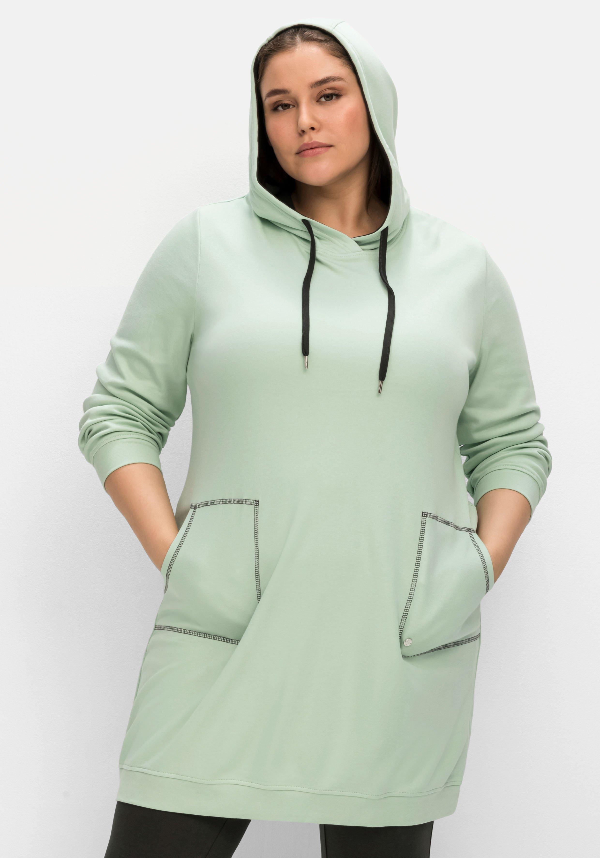 Jersey-Kapuzenkleid mit Kontrastdetails