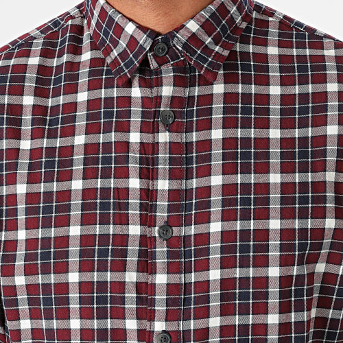 Chemise Manches Longues A Carreaux Isac Bordeaux
