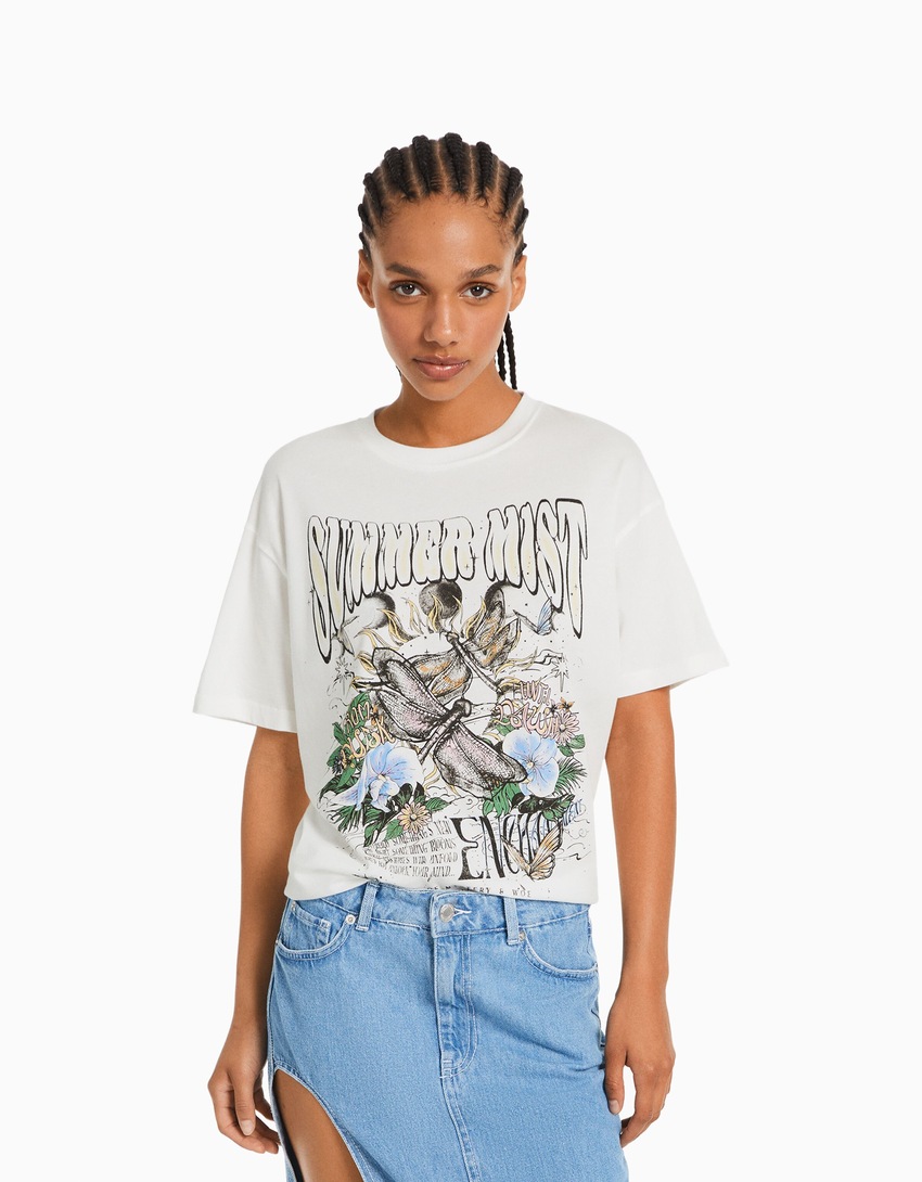 Camiseta de manga curta com estampa