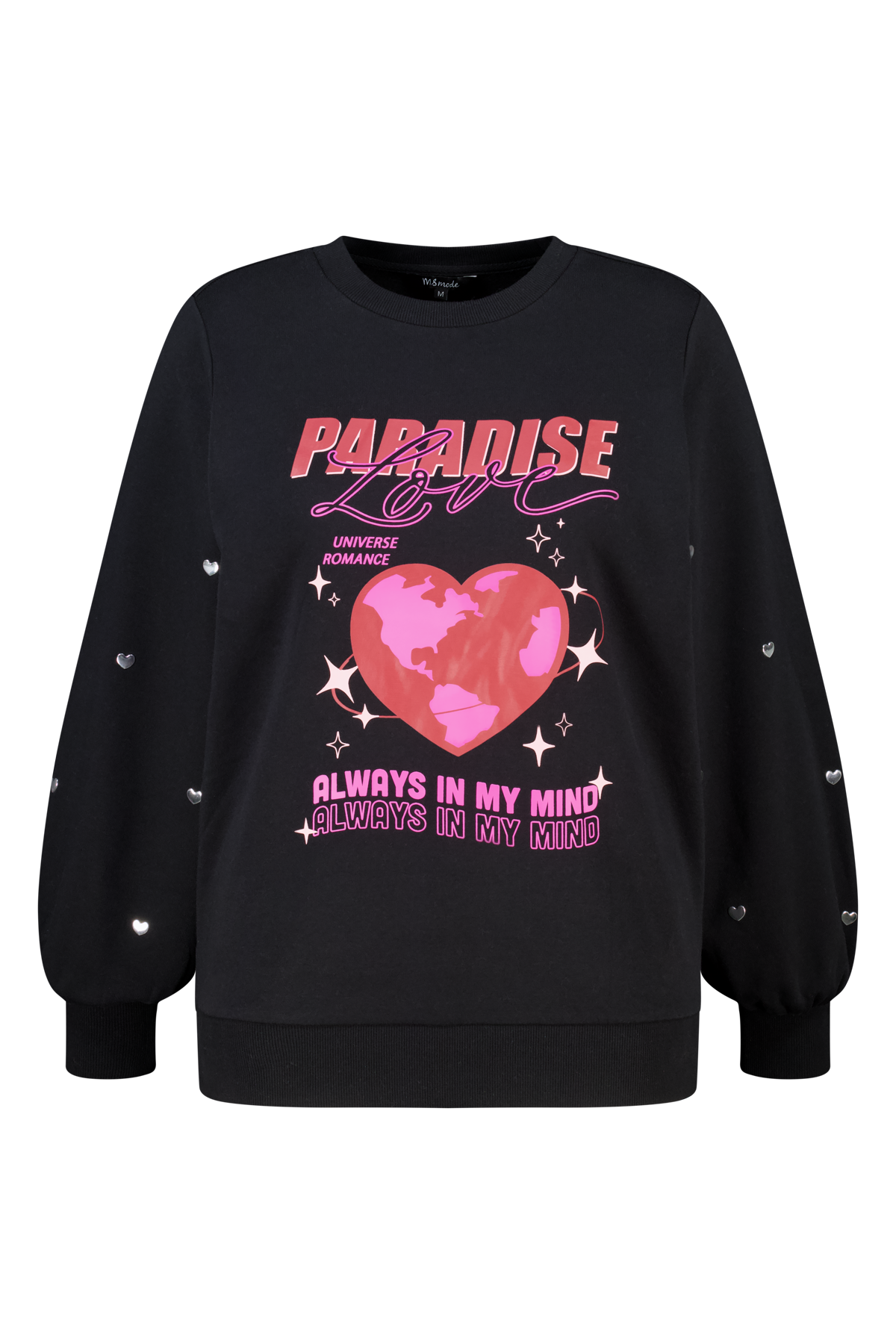 Sweater met print en hartjes Zwart