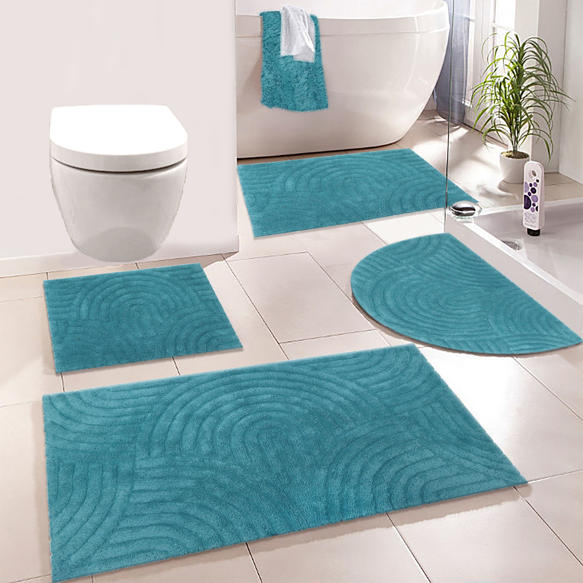 my home Badematte »Juna, Badvorleger, Badezimmer Teppich, Zen, Scandi, Boho« Höhe 15 mm rutschhemmend beschichtet fussbodenheizungsgeeignet Baumwolle, Hoch-Tief-Effekt, weich