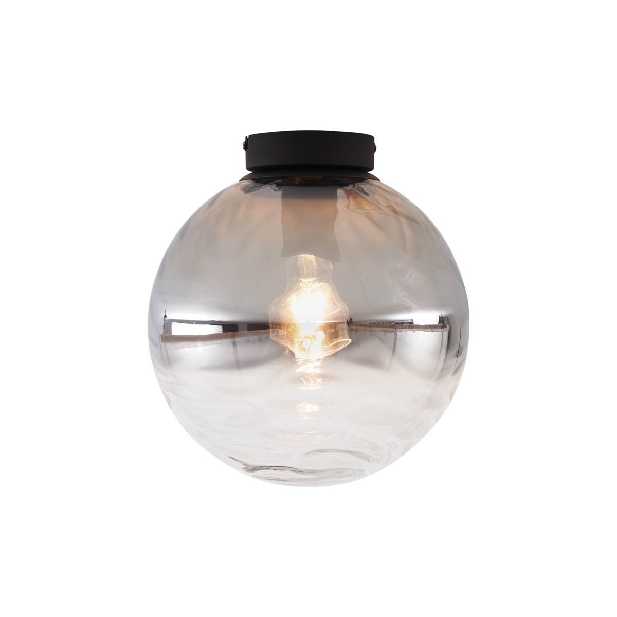 Design plafondlamp zwart met smoke fading glas - Pillon