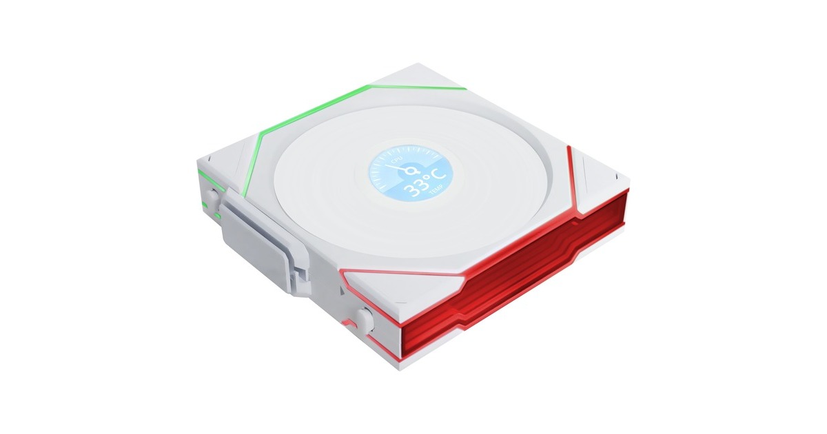 Lian LiUNI FAN TL 120 LCD Wireless Reverse Blade RGB case fan  (Wit, 120 x 124 x 28 mm, PWM, 1x 9-pin USB)