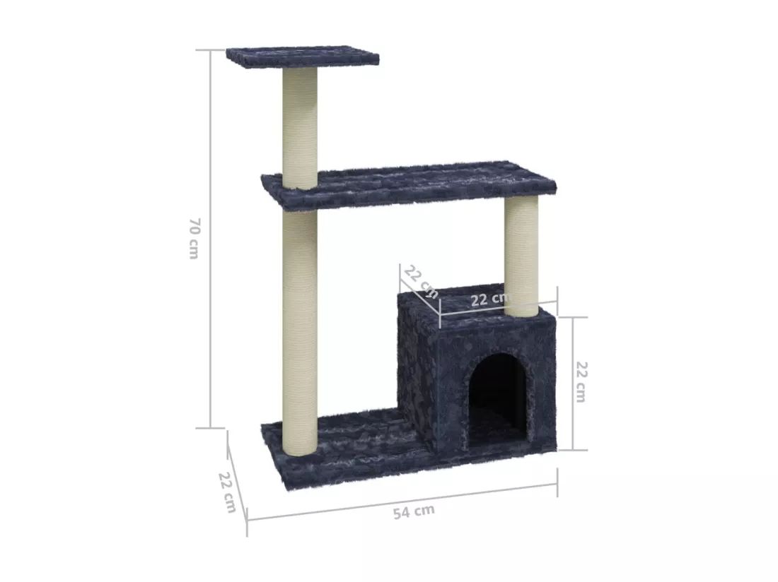 Arbre à chat avec griffoirs en sisal Gris foncé 70 cm