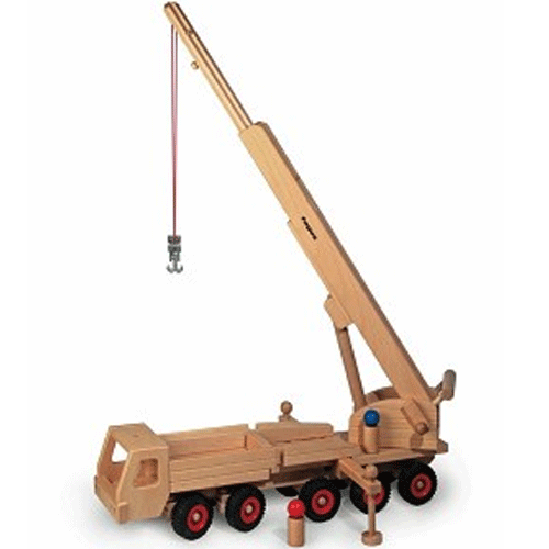Fagus houten kraanwagen wendbaar met 2 poppetjes 10.32