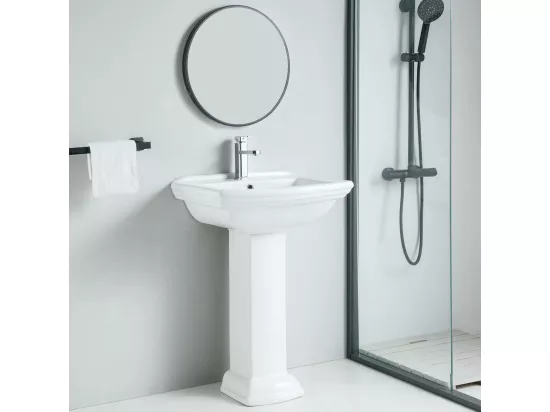 Lavabo rétro sur colonne MADRY 60 cm en céramique
