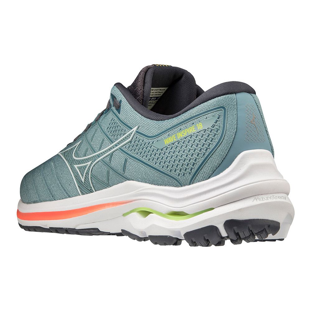 Mizuno WAVE INSPIRE 18 - Chaussures running Homme smokeb/white/neonflame