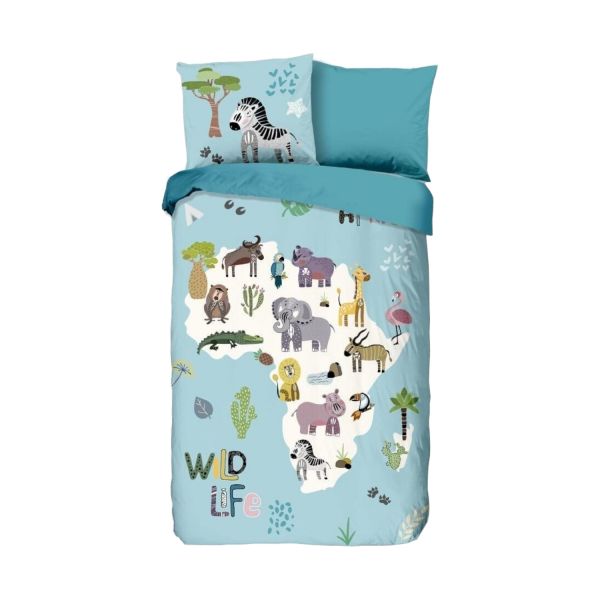 Good Morning Dekbedovertrek Wildlife Aqua 140 x 200 / 220 cm