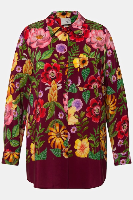 Hemdbluse, Blüten, Hemdkragen, Langarm