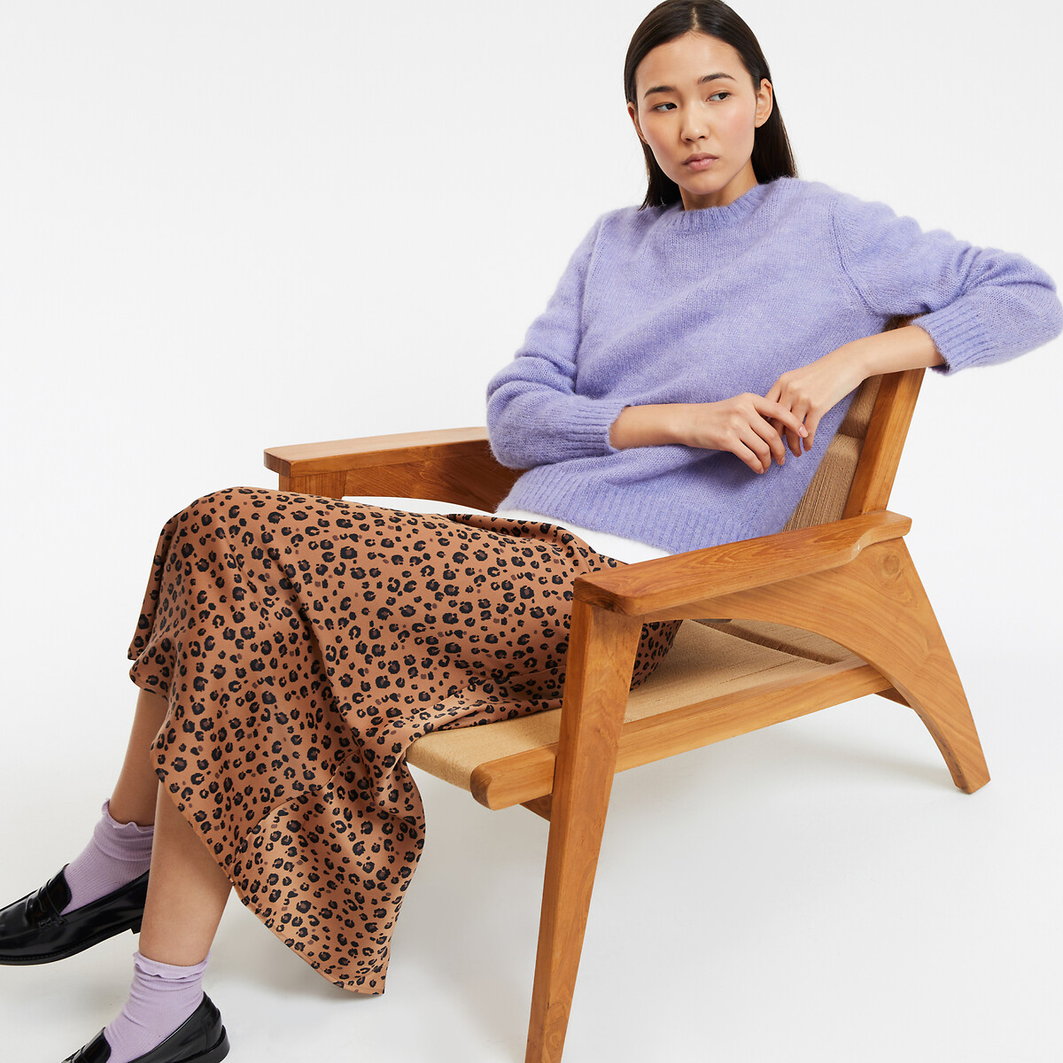 COLEÇÕES LA REDOUTE<br>Saia evasê com estampa animal, modelo Signature Marion