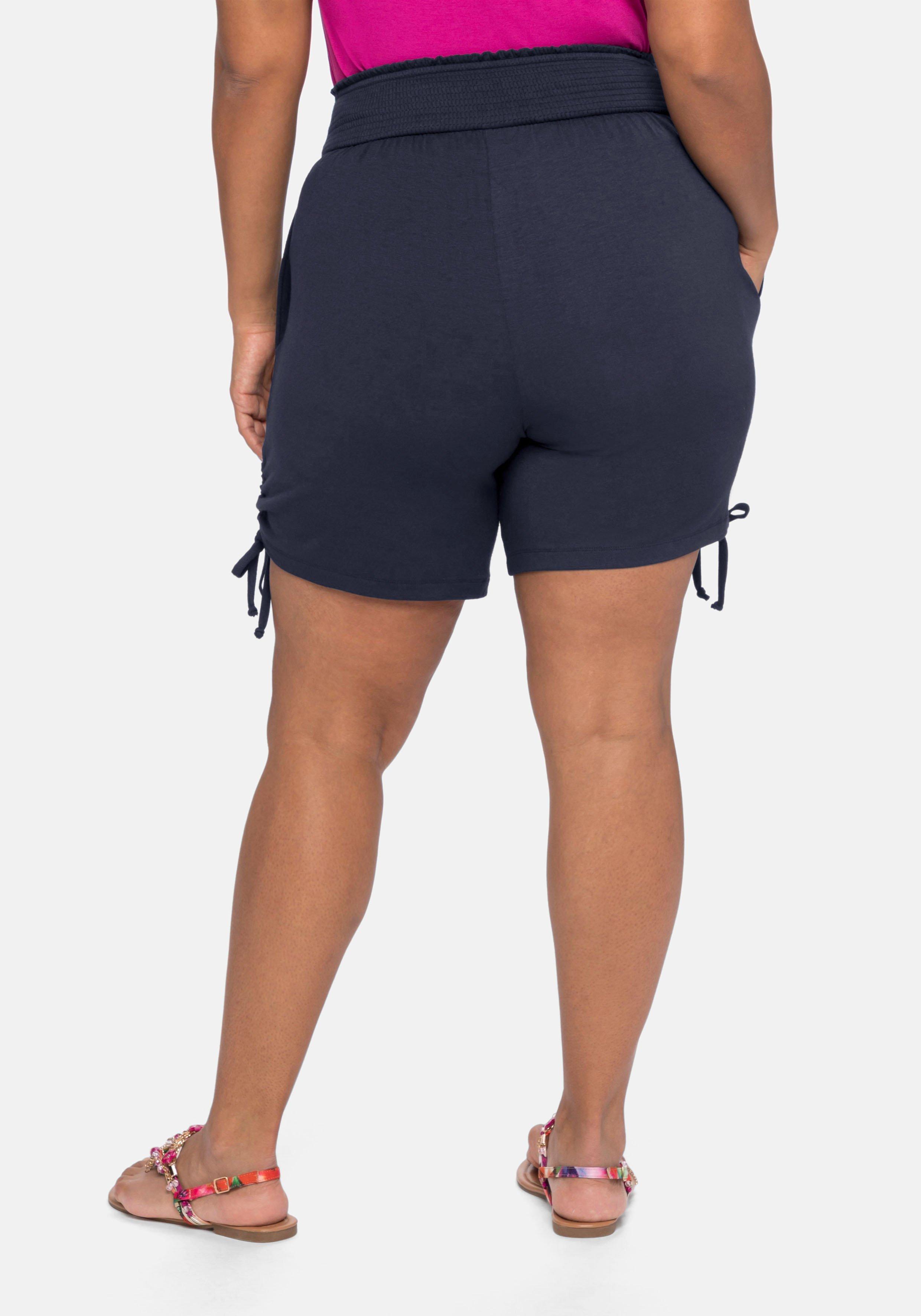 Jerseyshorts mit breitem Smokbund und Raffung seitlich
