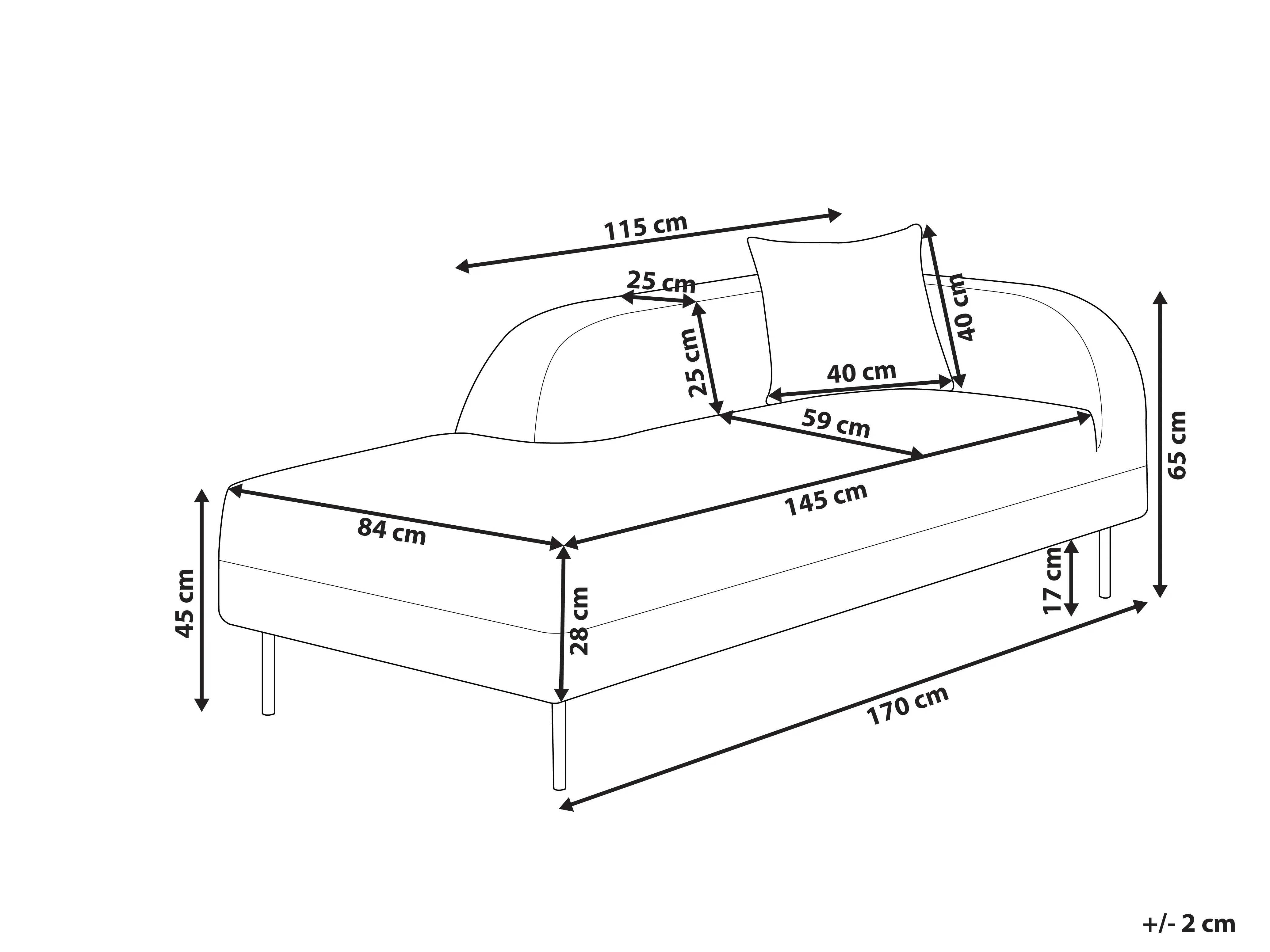 Rechtszijdige chaise longue LE CRAU Fluweel Oranje