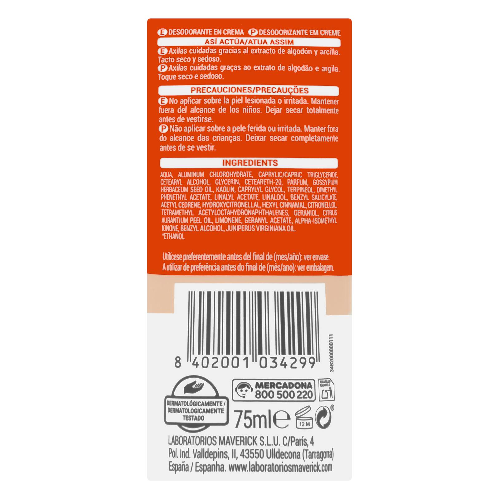 Déodorant crème anti-transpirant pour peaux délicates Deliplus
