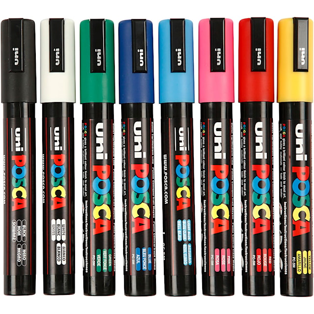 Posca Marker Set Blandede farger PC-5M spiss 2,5 mm 8stk
