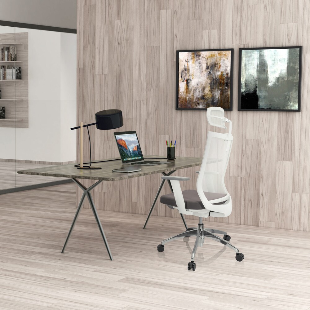 Profi Bürostuhl ASPEN WHITE PRO Stoff/Netzstoff mit Armlehnen (höhenverstellbar) hjh OFFICE