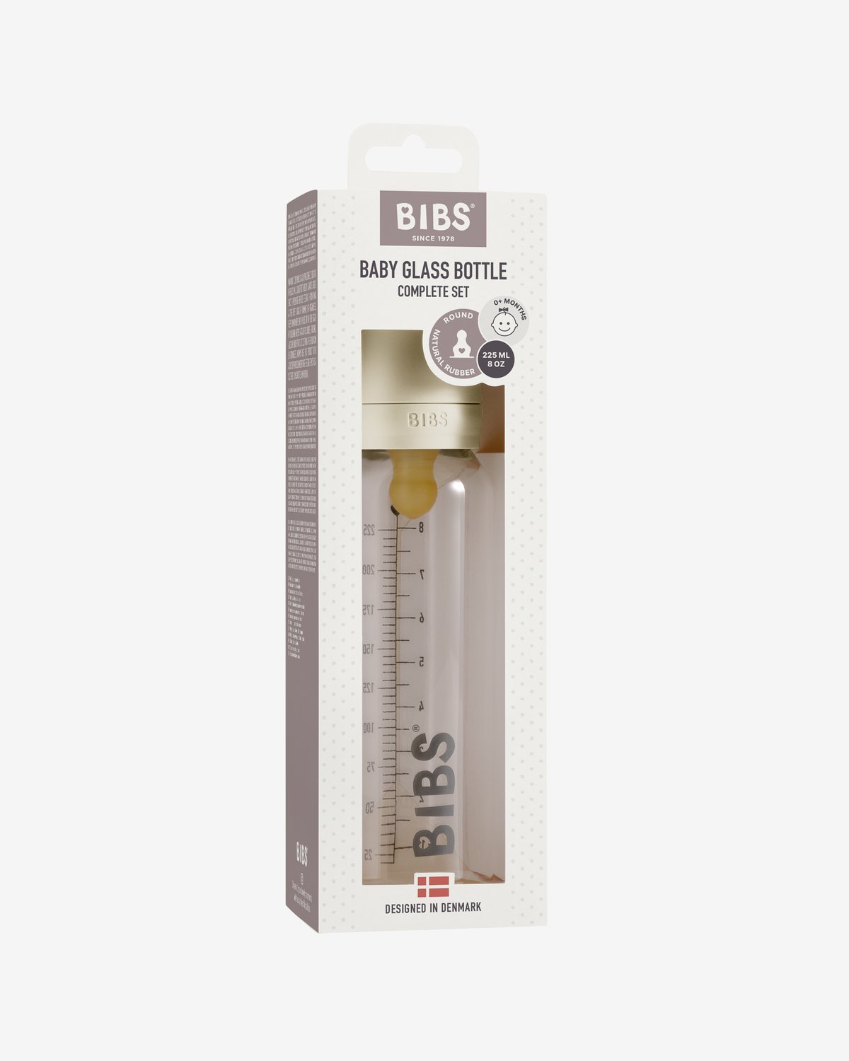 BIBS Tåteflaske i Glass 225 ml – Komplett Sett