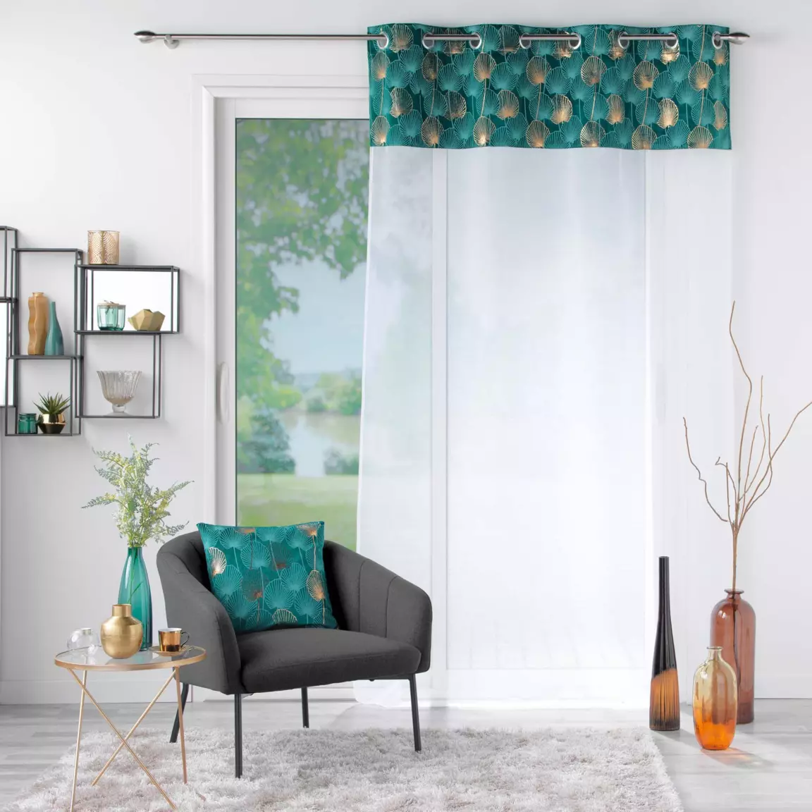 Voilage œillets (140 x 240 cm) Clairine Vert émeraude
