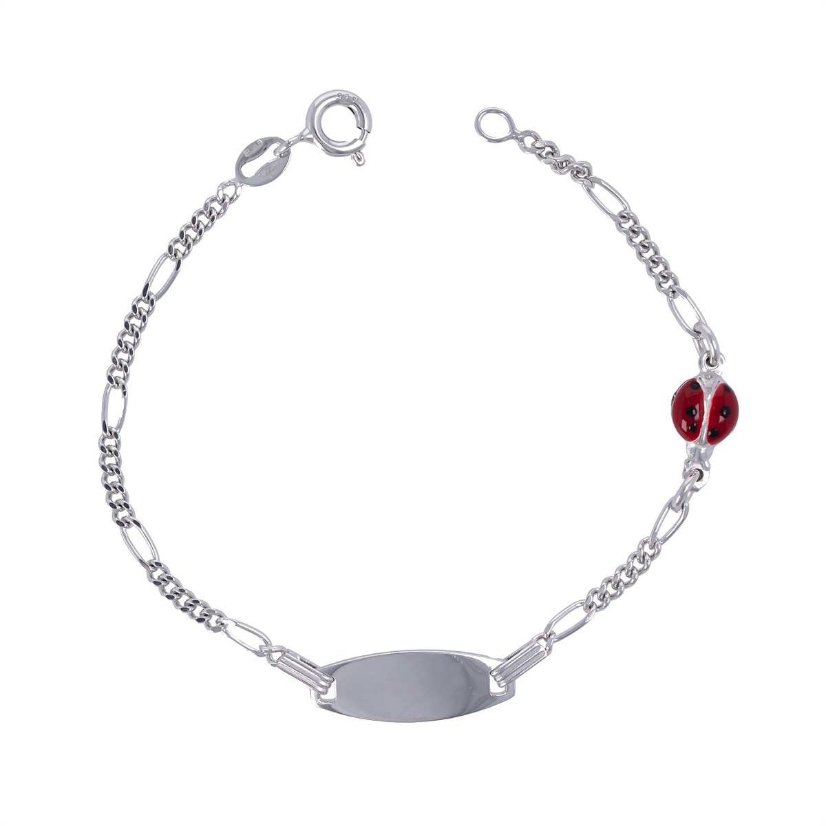 Bracelet argent enfant coccinelle émaillée 15cm