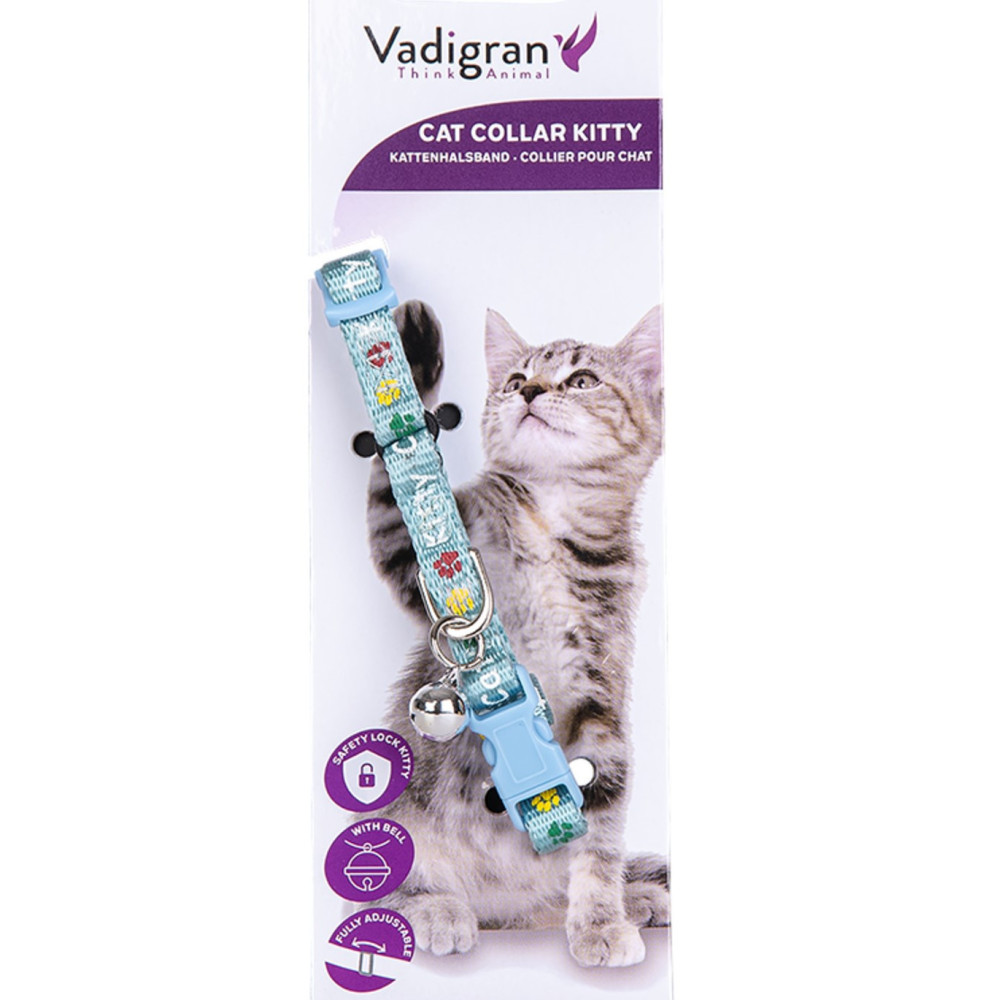 Collier chaton kitty bleu.16-25cm x 8mm.