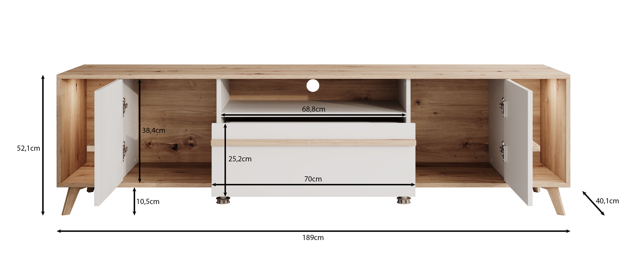 Oswald - TV-Meubel - Wit - 189 cm
