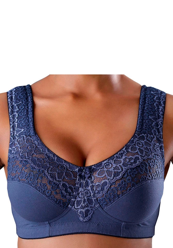 petite fleur Entlastungs-BH, 2 Stücker Packung, ohne Bügel, mit eleganter Spitze, Basic Dessous