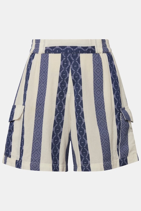 Shorts, Wide Legs, HighWaist, Streifen, Elastikbund, Cargotaschen