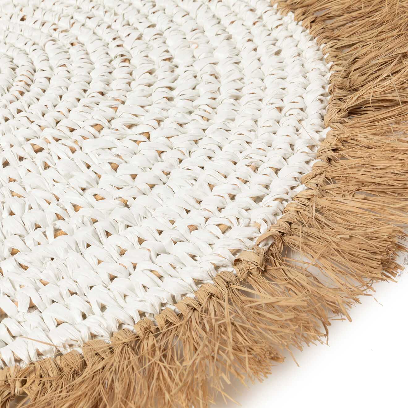 Bazar Bizar Set de table Raphia blanc/naturel -  D.45 cm