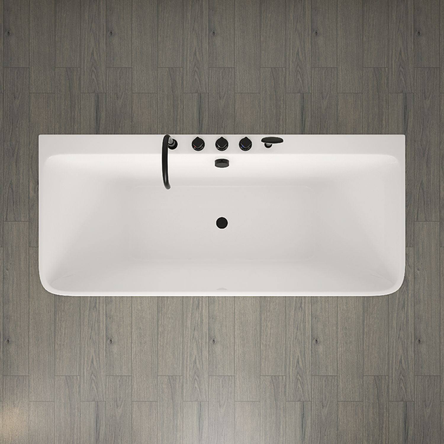 TroniTechnik® Badewanne SARIA Maße ca. 170 x 80 x 58cm Wanne, inkl. schwarze Armatur - Füllmenge 195 Liter,Acryl, Siphon