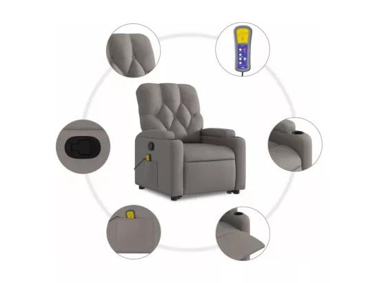 Fauteuil inclinable massant Taupe Tissu