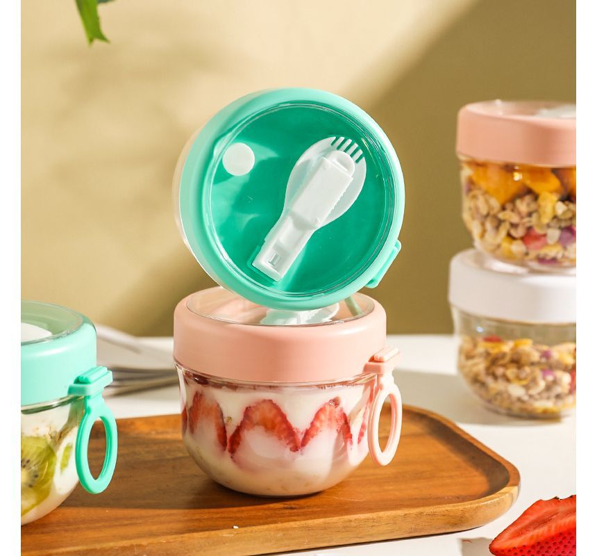 Chimi Chimi - Glazen voedselcontainer / lepel / vork / set (verschillende ontwerpen)