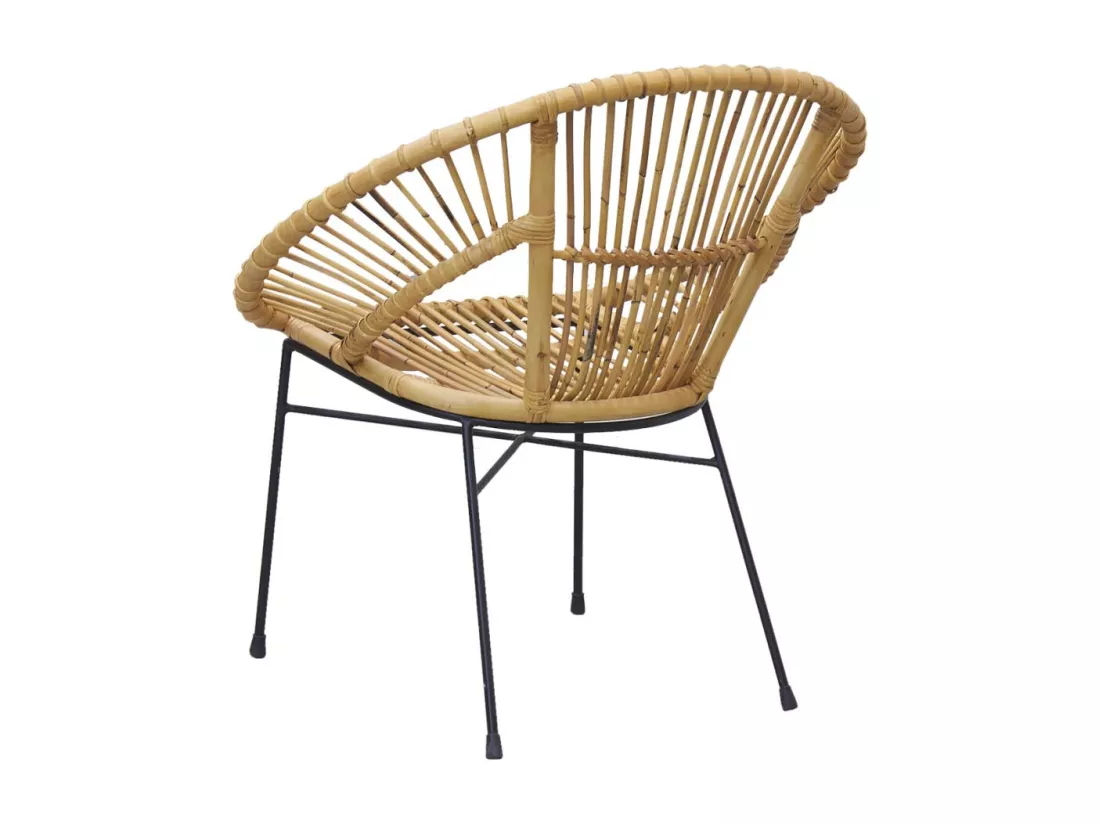 Fauteuil en rotin naturel et métal