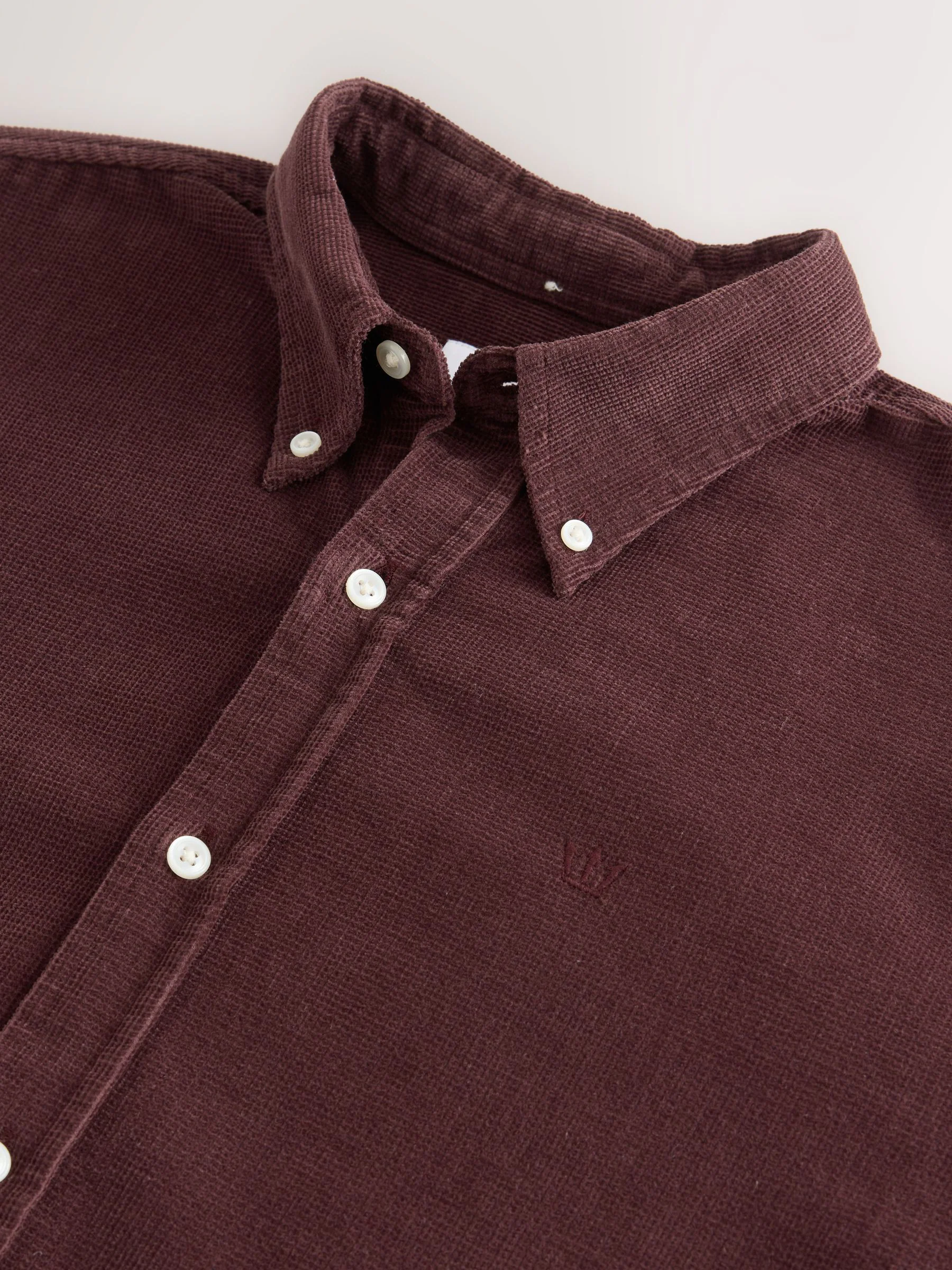 Bordeauxrood - Corduroy overhemd met lange mouwen