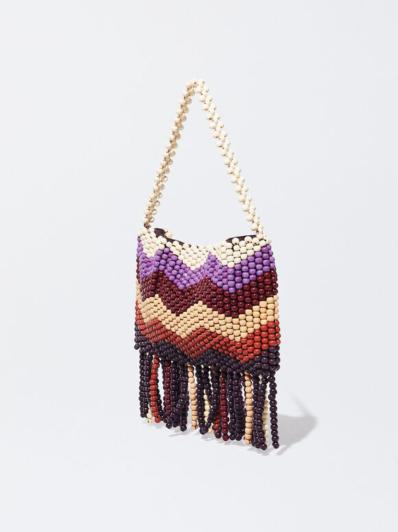 Bolso Madera Con Abalorios - Multicor