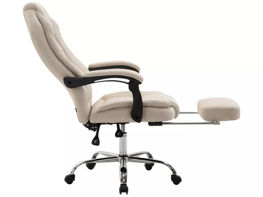 Chaise de bureau - Tissu & Métal chromé - Crème - Castle